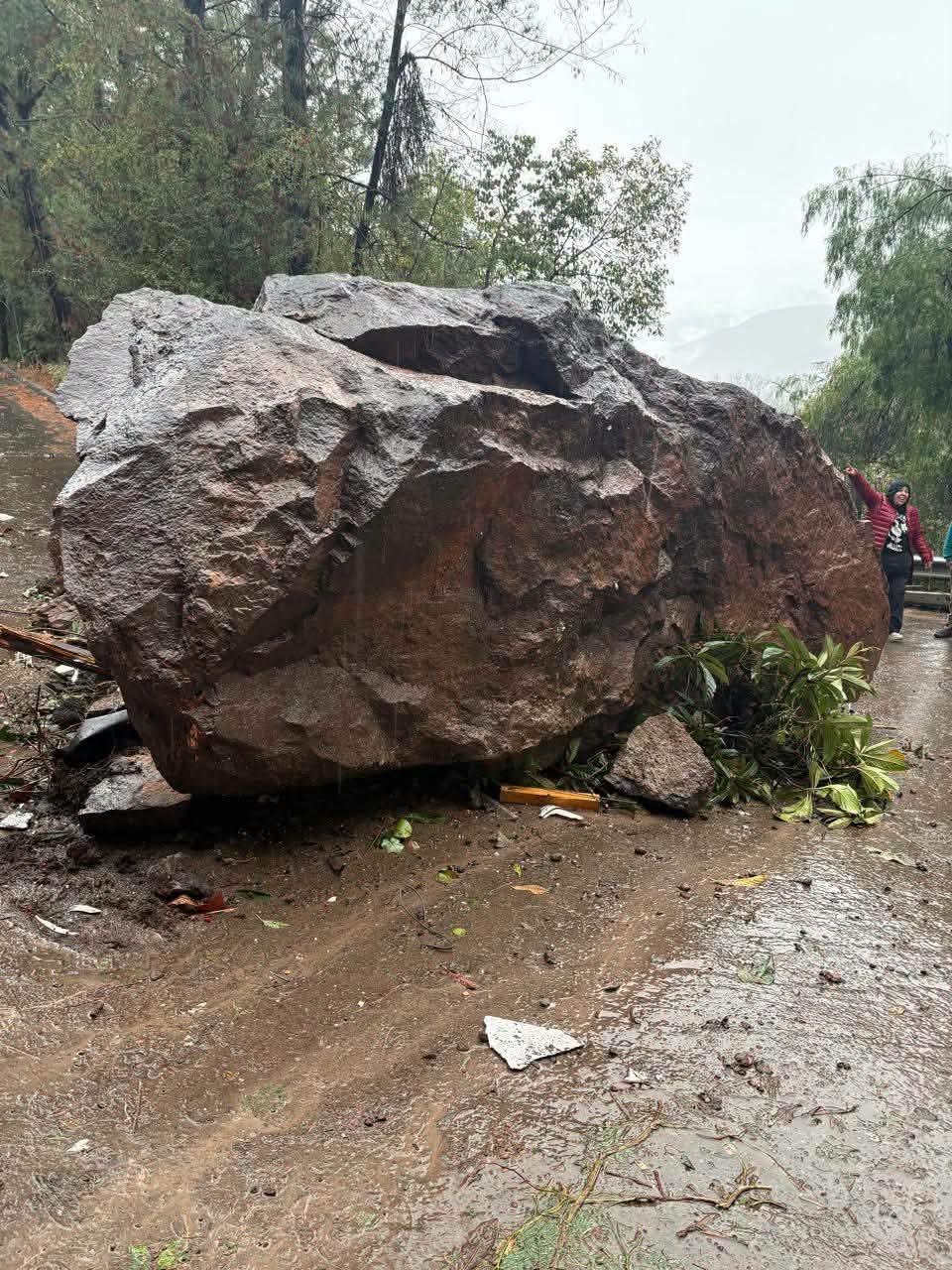 Putaendo espera al Sernageomin para analizar retiro de enorme roca que cayó en la comuna